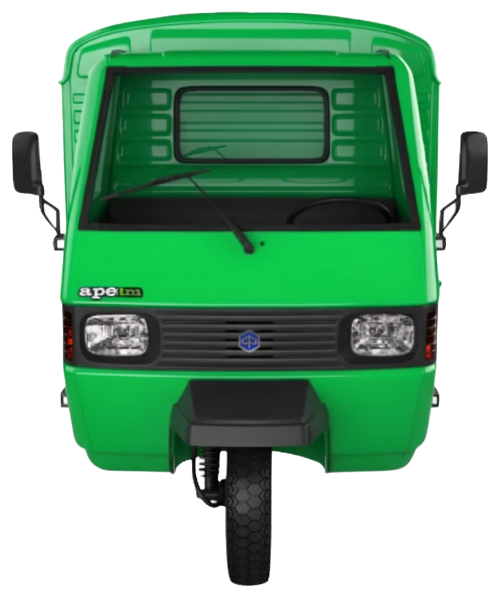 Piaggio Ape von vorne – hier sitzt dein Festival-Logo